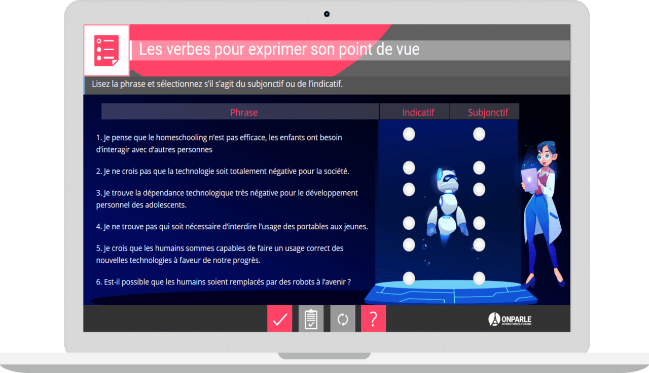 Actividades interactivas curso online de francés o inglés onparle