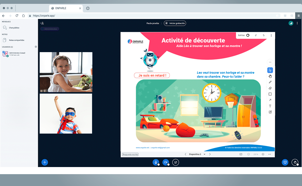 Curso de francês on-line para crianças
