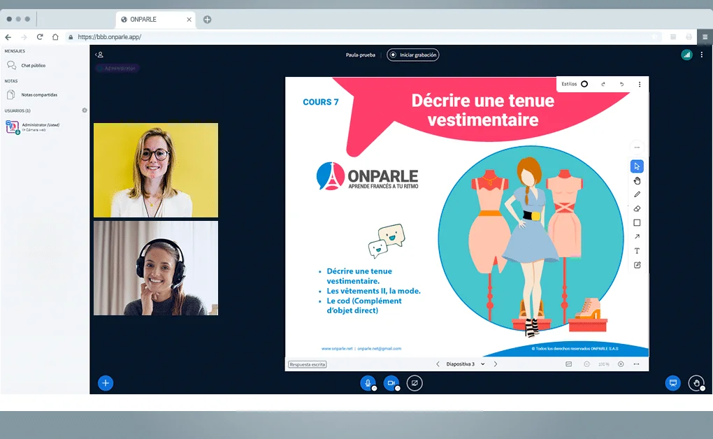 Online French course for adults