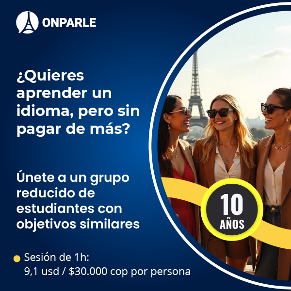 Cursos en línea de ingles o francés en Pequeños Grupos de 6 personas