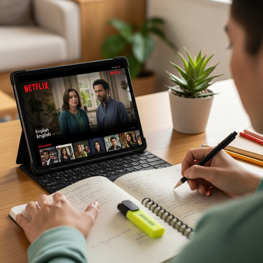 Aprende a usar Netflix en inglés para mejorar tu listening y vocabulario con la metodología de clase invertida.